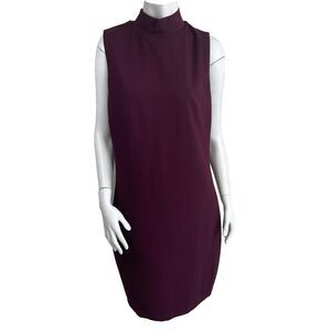 WHBM AURA Collection Sleeveless Sculpting Sheath Dress 14 Burgundy Career Office